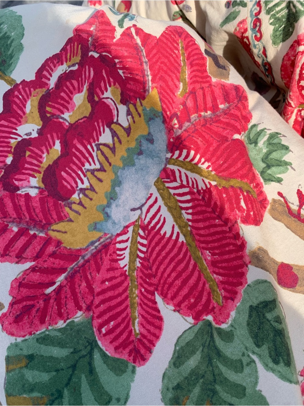 Ralph Lauren Cream Fabric with Pink and Green Floral Print Comforter